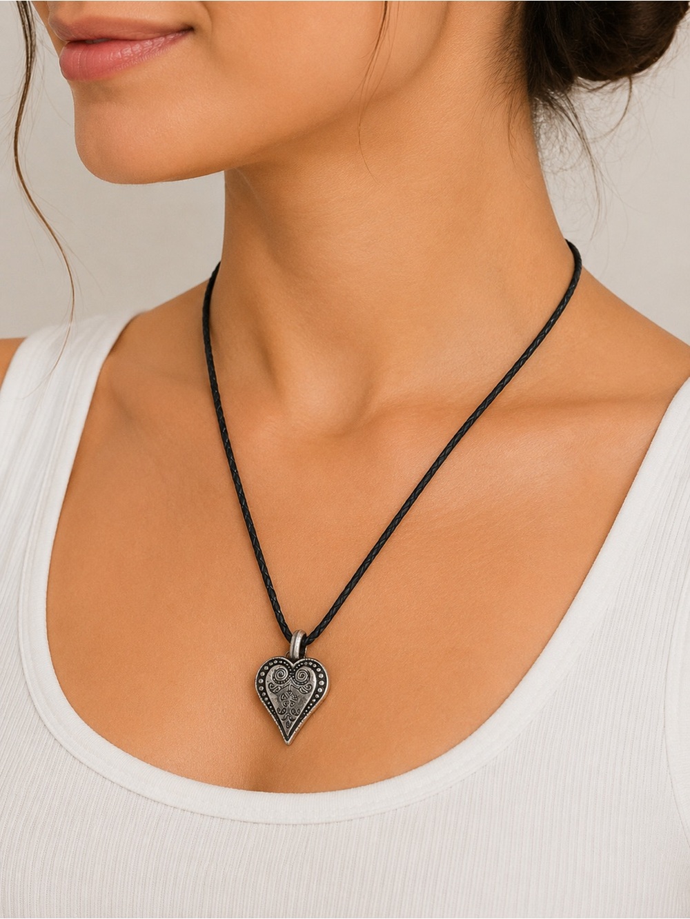 Brighton Black Cord Heart Pendant Necklace